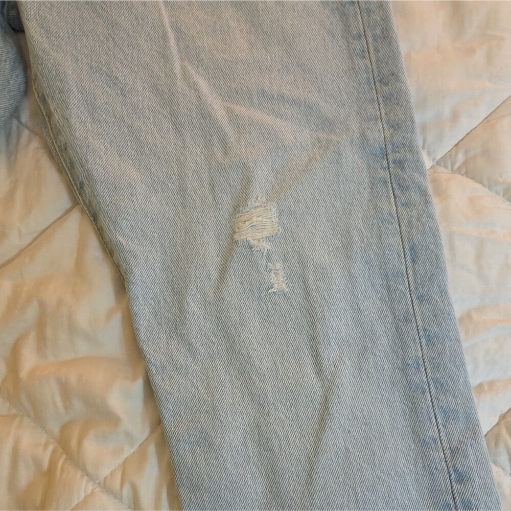 Levi's 501 Women's Jeans 30x30 - Light Wash Blue Denim Distressed Straight - Picture 5 of 10